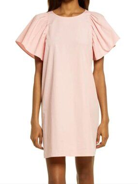 Madewell size M Flutter Puff short sleeve Poplin Shift Dress Cotton